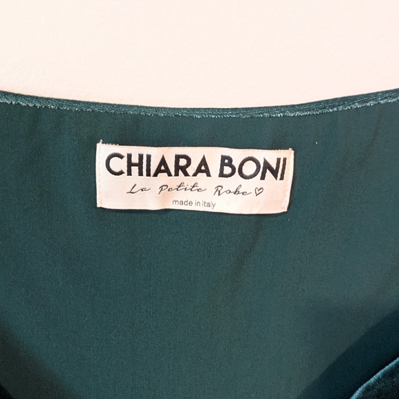 Chiara Boni Green Cocktail Sheath Dress with velvet And  3/4 Sleeves Size 40 - Picture 4 of 9